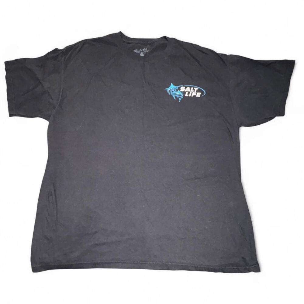 Salt-life Men's Black and Navy T-shirt
